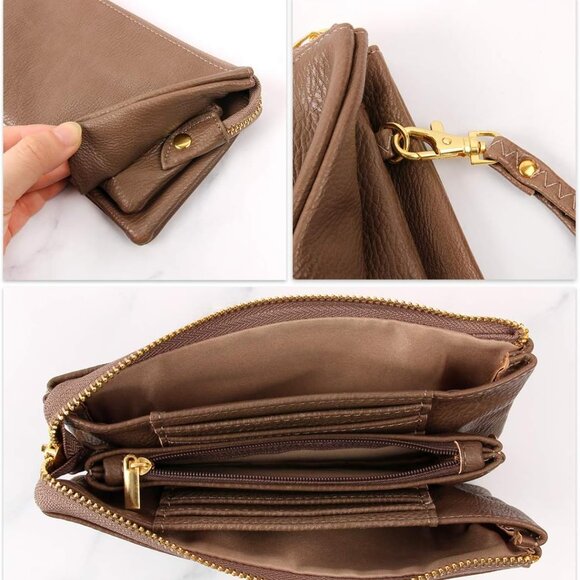 Vegan Leather Wallet Purse Clutch Small Handbag Phone Card Slots Crossbody - Picture 5 of 7